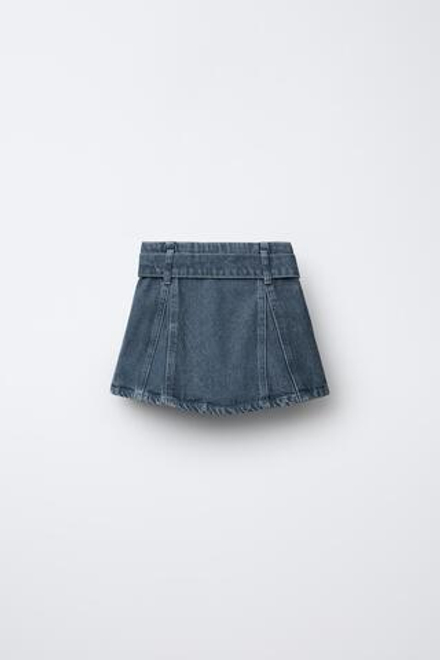 ZARA ДЖИНСОВАЯ ЮБКА С РЕМНЕМ, СИНИЙ