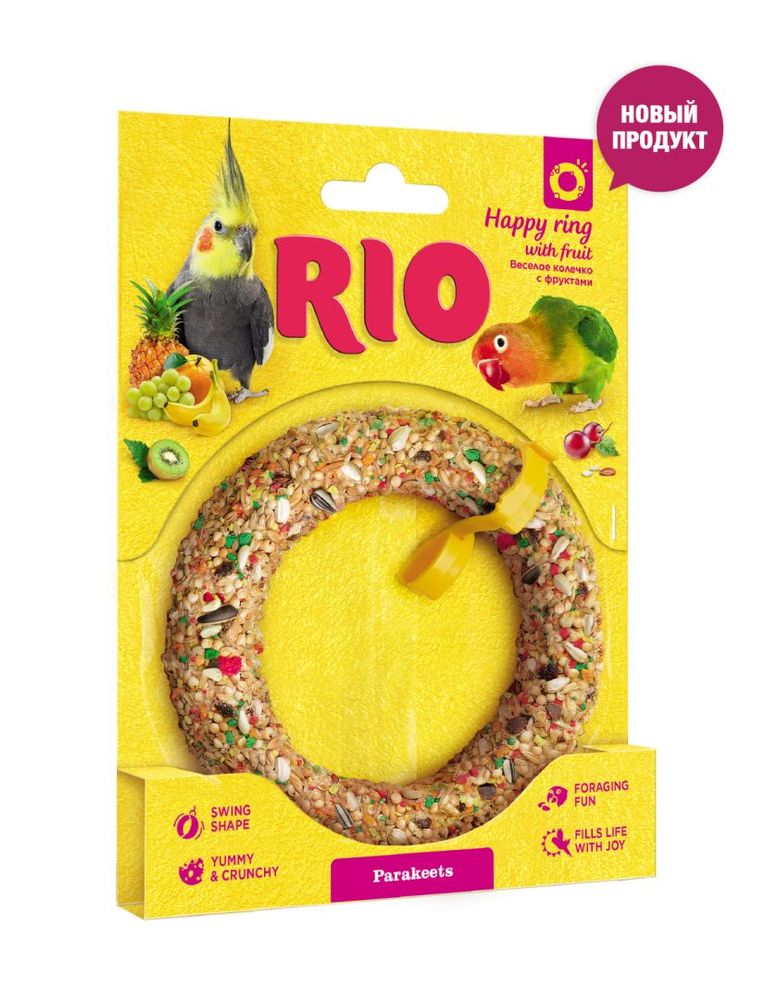 Лакомство-игрушка для птиц RIO Веселое колечко для средних попугаев - 1 шт, 85 гр