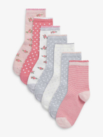 Носки хлопковые для девочки Next 223-327, 7 шт., Розовый, Серый, Белый