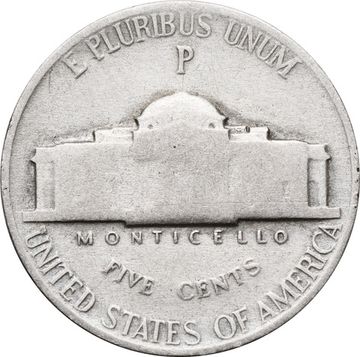 5 центов 1943 США "Jefferson Nickel" P