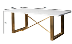 Стол обеденный 200х100х76см Garda Decor белый/золото