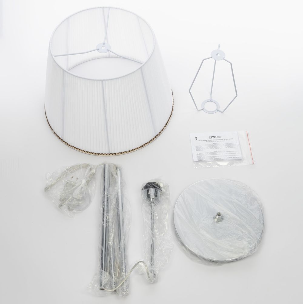 Citilux Линц CL402970 Торшер хром с белым абажуром