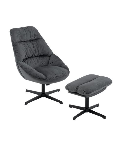 Кресло Оррелл серый с оттоманкой