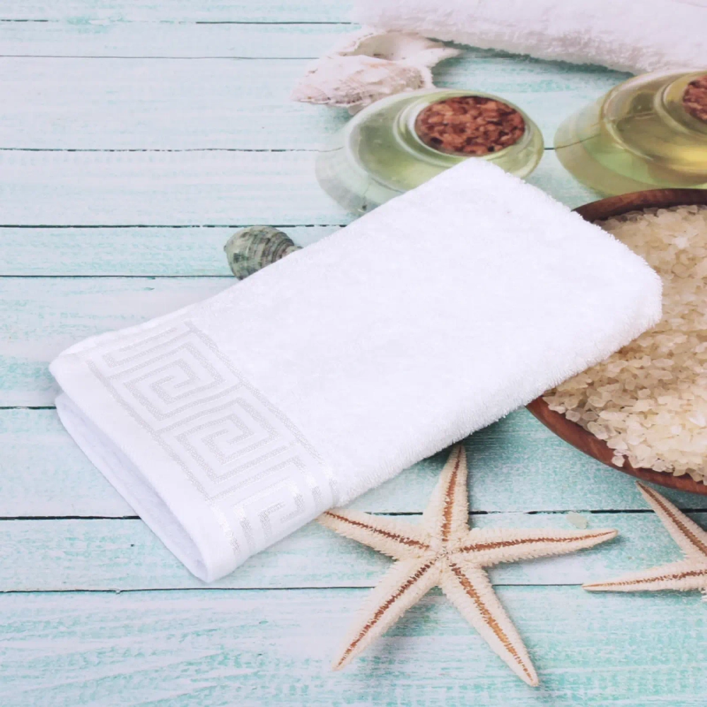 Полотенце махровое 50*90см «POSEIDON» цвет белый 01000 плотность 450гр/м2 с петелькой-подвесом