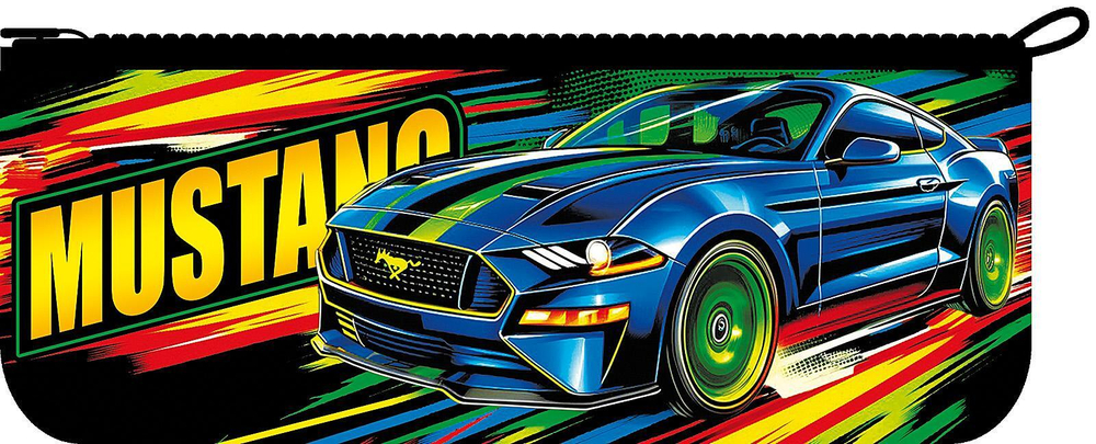 Пенал-косметичка на молнии малый, печать на ткани 195*70 "Мустанг 2025"