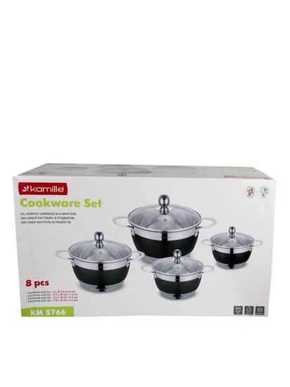 Набор кастрюль 8 предметов 2 л; 2,7 л; 3,6 л; 5,9 л. Kamille KM 5766 из нержавеющей стали