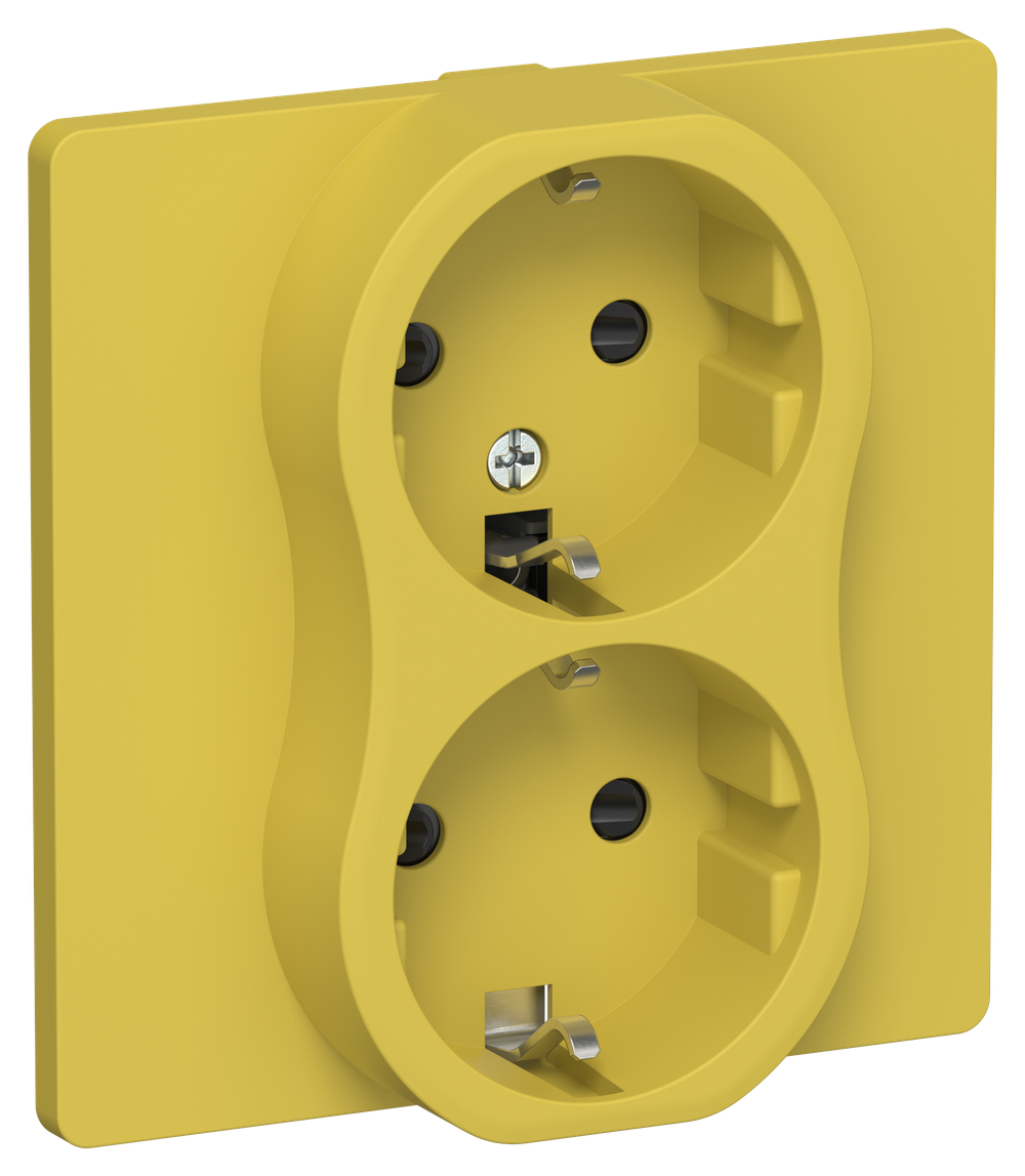 FLITE Розетка 2-местная с заземлением с защитными шторками 16А РСш12-0-К-ФлЖК желтый карри IEK