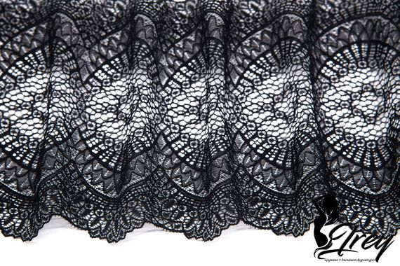 264 Кружево эластичное 18 см, Италия, черный 170
