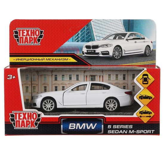 Машина металл BMW 5-ER SEDAN M-SPORT 12 см, двери, багаж, бел, кор. Технопарк