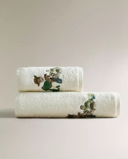 ZARA HOME ДЕТСКОЕ МЯГКОЕ ПОЛОТЕНЦЕ С КАПЮШОНОМ TOY STORY ©DISNEY, ЖЕЛТОВАТО-БЕЛЫЙ