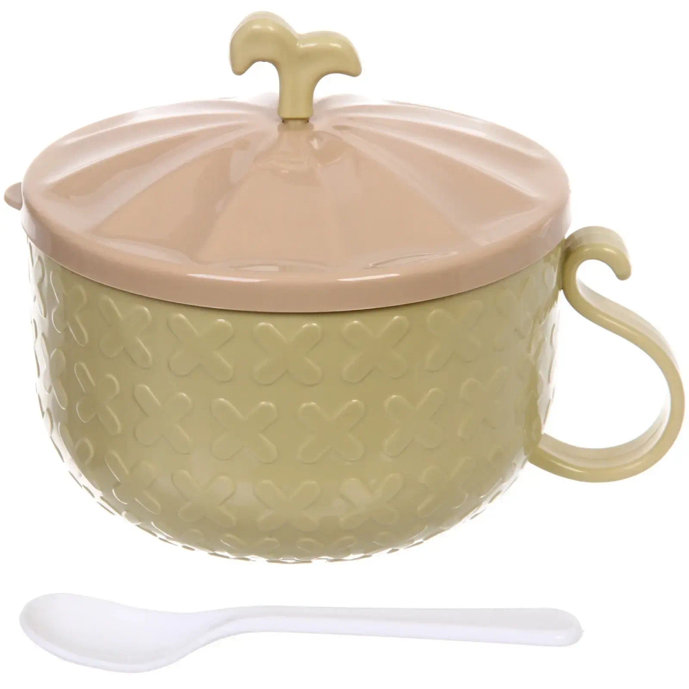 Ланч-бокс пластиковый «SEGRETO» с ложкой 13,6*9см оливковый