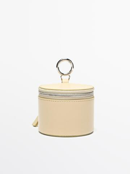 Massimo Dutti Мини-сумка круглая из кожи наппа, ванильный