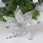 Украшение новогоднее «Пуансеттия - Искристый цветок» 20 см, Серебро