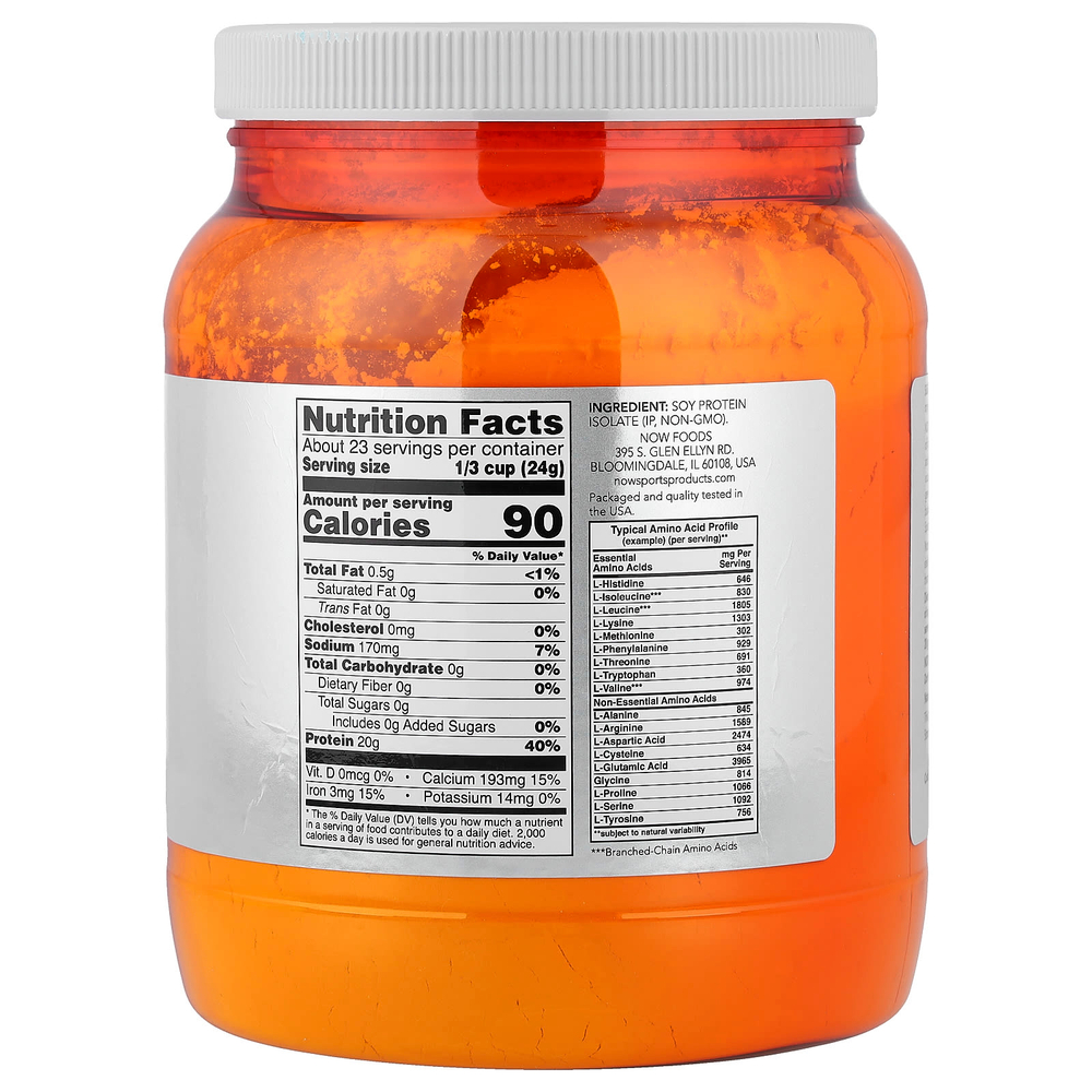 NOW Foods, Sports, чистый изолят соевого белка, без добавок, 544 г (1,2 фунта)