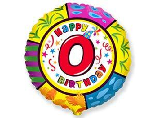 Шар фольга 18" "Цифра" 0 - 9 Надпись Happy Birthday
