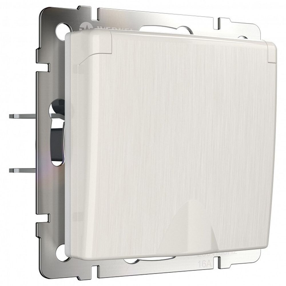 Розетка влагозащищенная с заземлением и со шторками, без рамки Werkel перламутровый рифленый W1171213