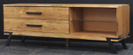 Тумба под телевизор Флеверс, 2 ящ из массива дуба с металлом