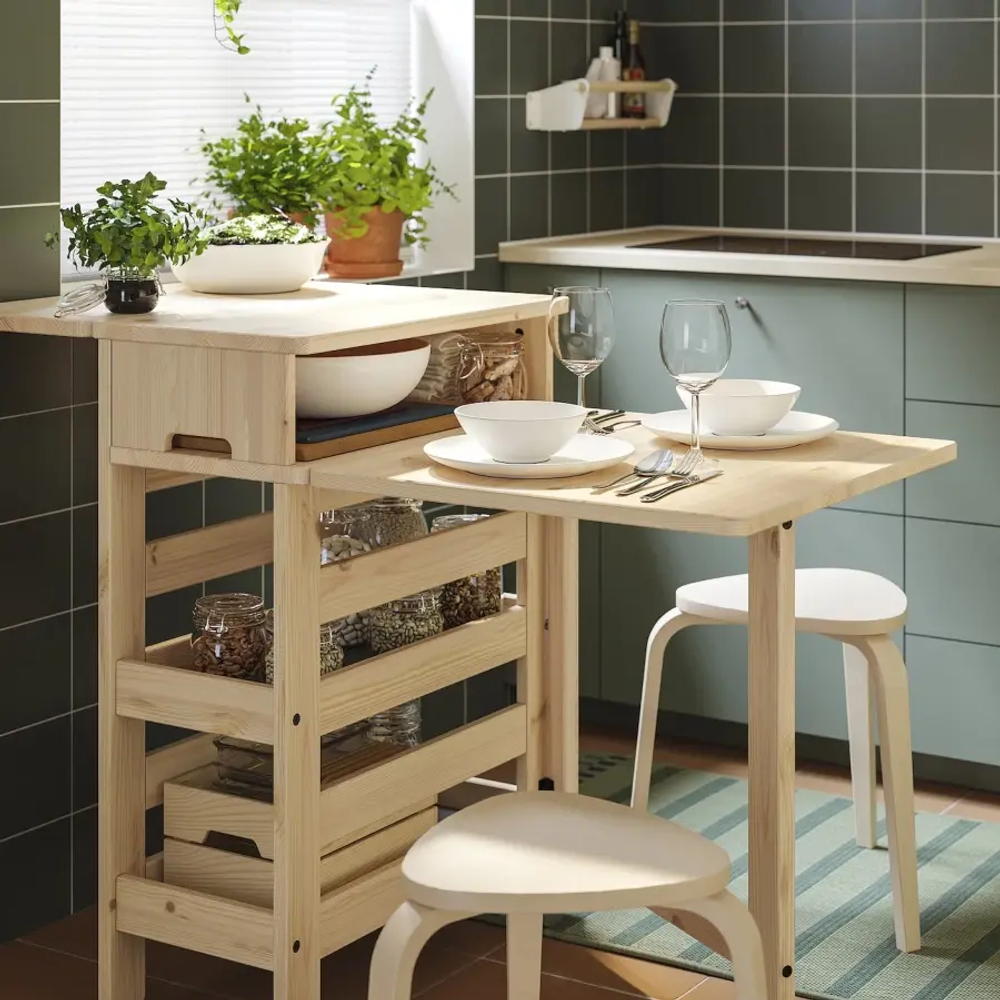 Стол с откидной столешницей и местом для хранения - RESARÖ/RESARO IKEA ИКЕА, 41/123х64х91 см, светло-коричневый