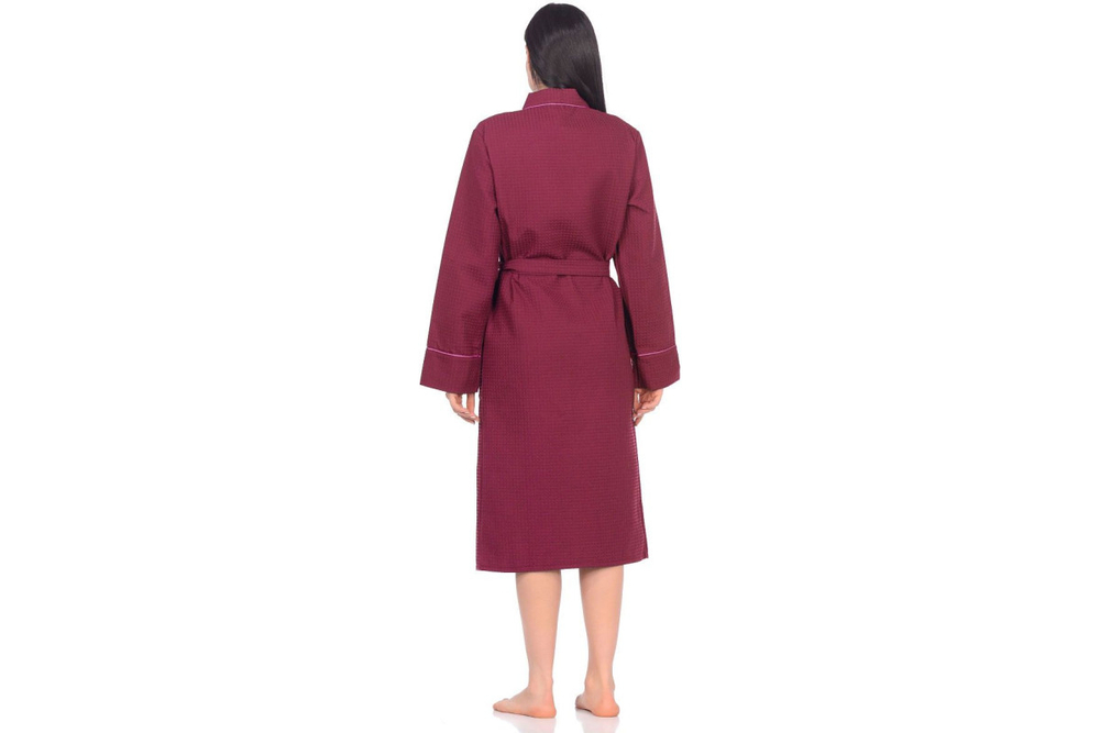Халат вафельный GoodNight с кантом 42-44 (S) бордо