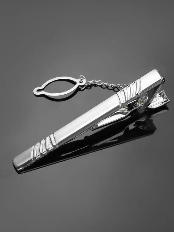 Зажим для галстука стальной &quot;Классический&quot; цвет матового серебра