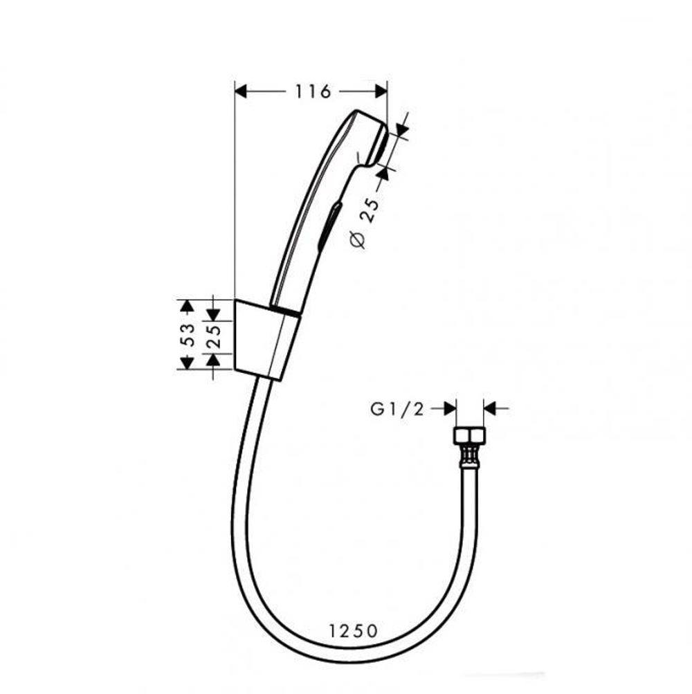 Гигиенический душ со шлангом 1,25 м и держателем Hansgrohe 32129000