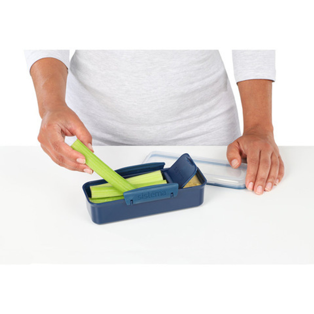 Контейнер с разделителем 410мл Sistema Renew синий