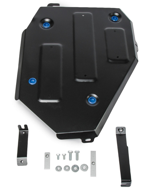 Защита топливного бака Rival для Hyundai Santa Fe IV (V - 2.2D; 2.4; 3.5) 2018-2021/Kia Sorento III Prime (V - 2.2D; 2.4; 3.3) 2015-2017/Kia Sorento III Prime рестайлинг (V - 2.2D) 2017-2020, сталь 1.8 мм, с крепежом, штампованная, 111.2833.1