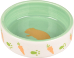 Миска керамическая для мелких животных, AILA 100 мл/ 8,5 x 2,8 см, белый/зелёный, Flamingo