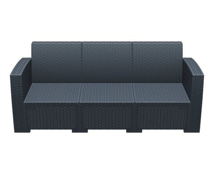 Диван пластиковый плетеный трехместный с подушками Monaco Lounge XL, антрацит