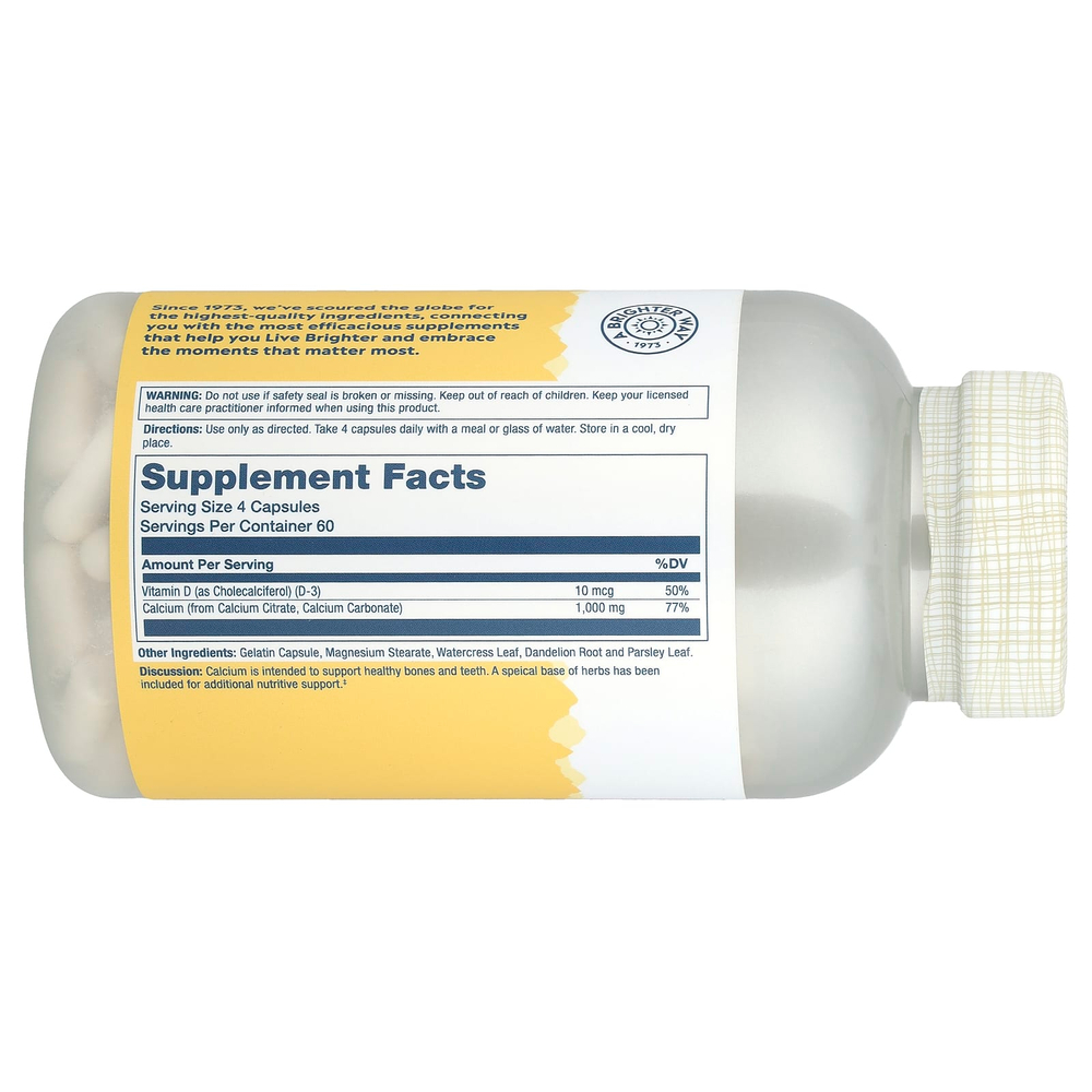 Solaray, цитрат кальция с витамином D3, 240 капсул