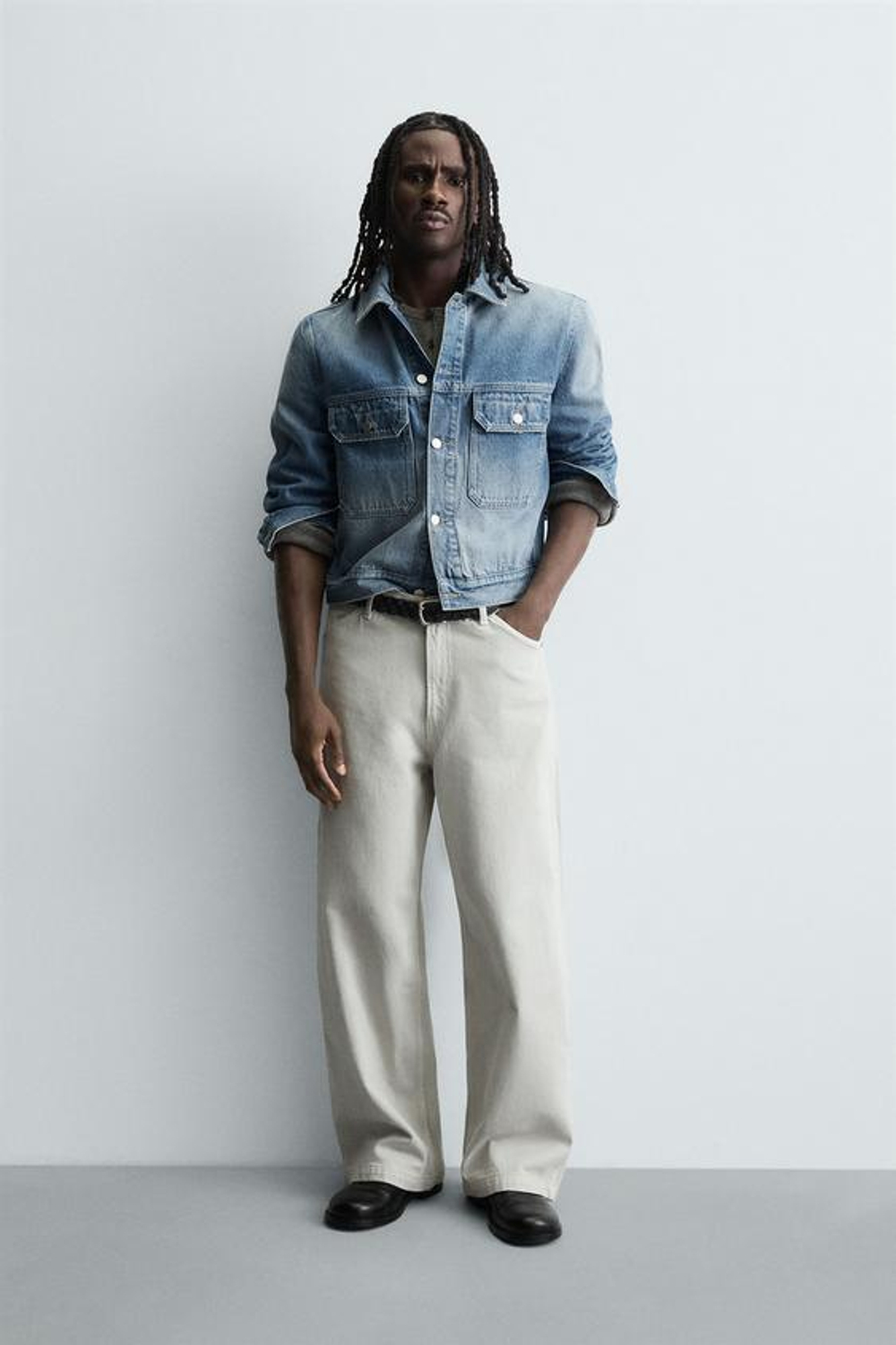 ZARA ДЖИНСЫ BAGGY FIT, ЭКРЮ