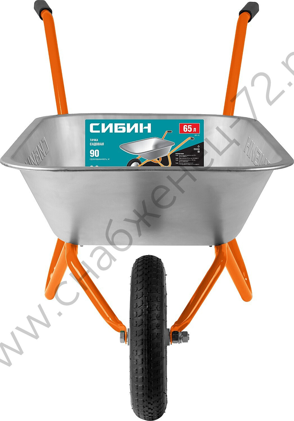 СИБИН СТ-11 65 л, 90 кг, одноколесная, оцинкованная сталь, садовая тачка (39908)