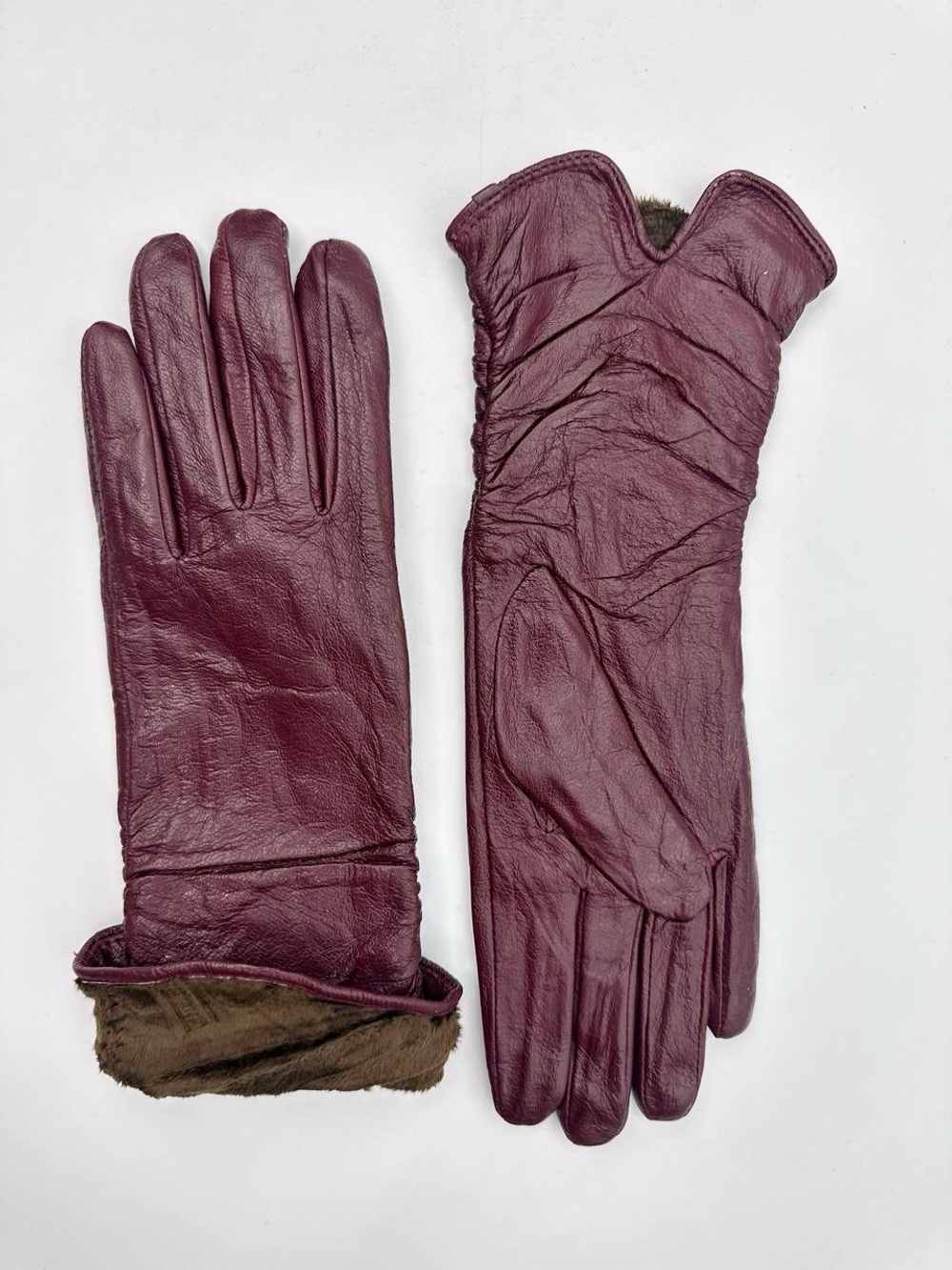 Перчатки длинные бордовые