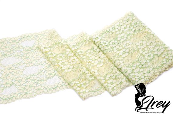 03-174 Кружево эластичное 16 см, желтый/салатовый