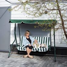 Качели садовые 3-местные (зеленый/белый)