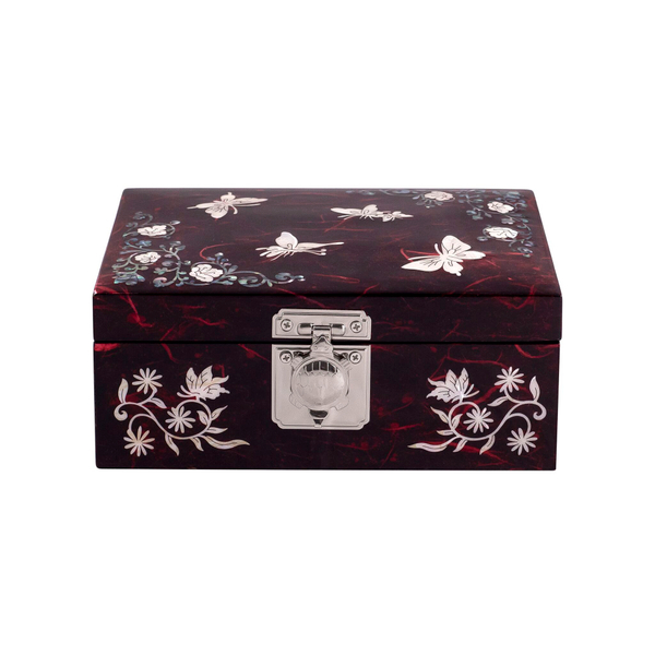 Шкатулка Бабочка ручной работы красная, Южная Корея 160х105х70мм