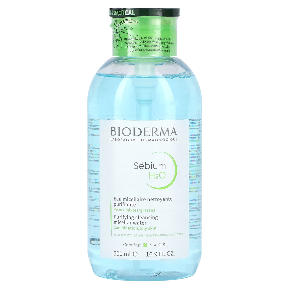 Bioderma, Sebium H2O, мицеллярная вода, для комбинированной / жирной кожи, 500 мл (16,9 жидк. унц.)