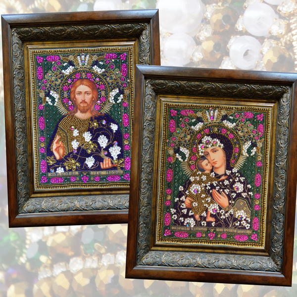И19б-И20б Комплект наборов для вышивания Венчальная пара: Богородица Феодоровская и Лоза истинная
