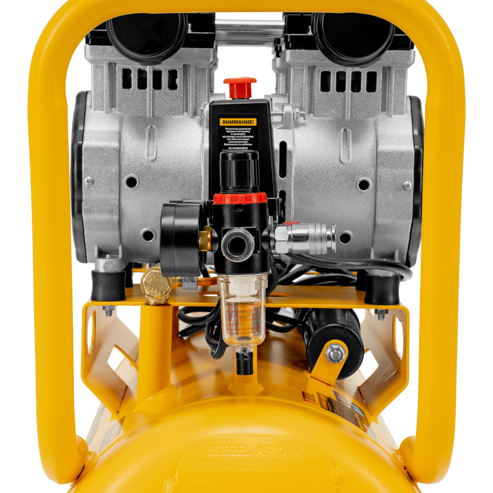 Компрессор безмасляный, малошумный DLS 2200/50, 2200 Вт, 2x1100, 50 л, 380 л/мин Denzel