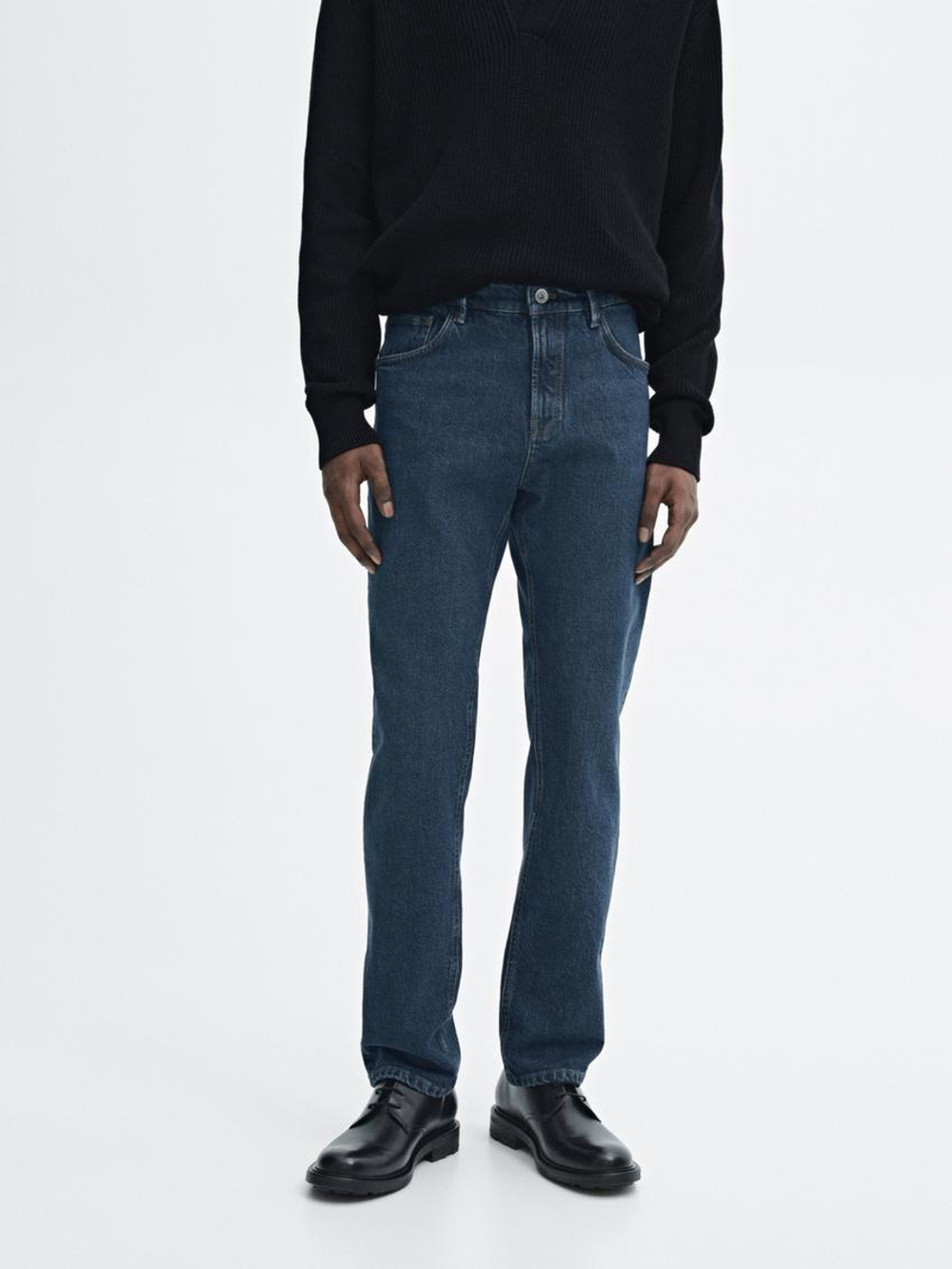 Massimo Dutti Джинсы облегающего кроя с эффектом потертости, индиго