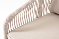 "Канны" правый модуль плетеный из роупа, основание дуб, роуп бежевый круглый, ткань бежевая 052