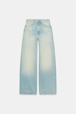 ZARA ДЖИНСЫ TRF EXTRA WIDE-LEG С ВЫСОКОЙ ПОСАДКОЙ, ГОЛУБОЙ