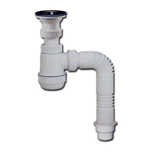 Wirquin Мини Элит Сифон бутылочного типа с нержавеющей чашкой д 70 и гибкой трубой 900 мм