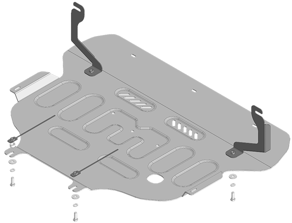 Защита картера двигателя, КПП. 4 мм, Алюминий для Geely Atlas 2024-н.в., Motodor.344201