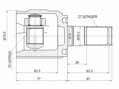 ШРУС наружный передний Hyundai Solaris 2010–2017