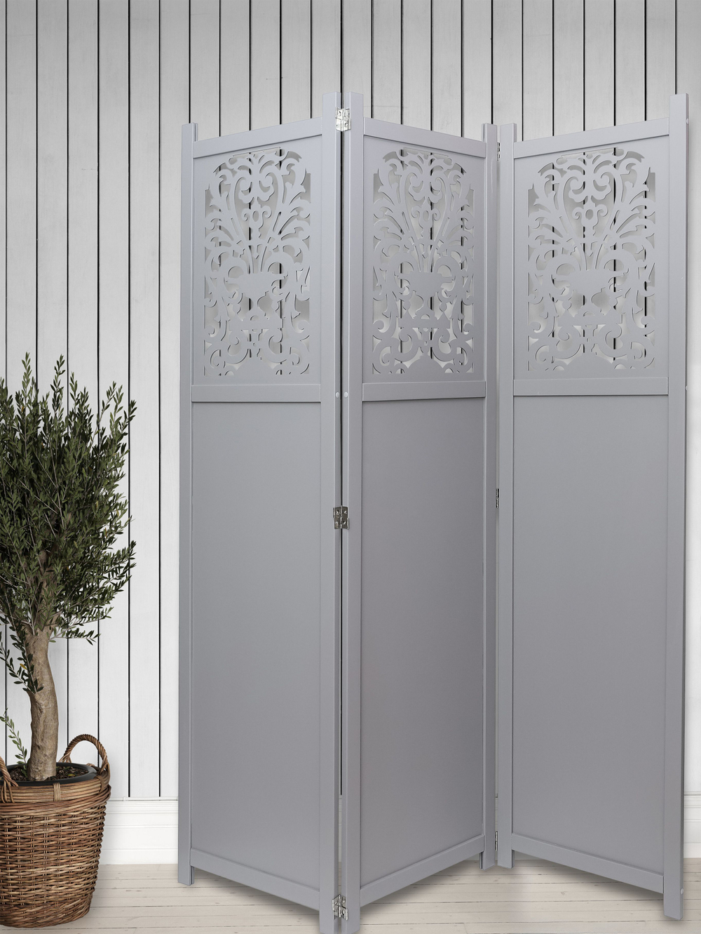 Ширма - перегородка для зонирования пространства деревянная резная "Прованс", 3 створки 1800 *480 мм