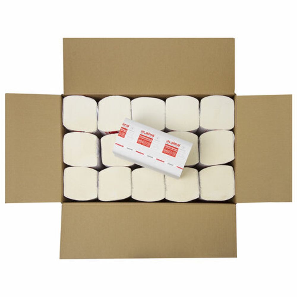 Полотенца бумажные 200 штук, LAIMA (H3) PREMIUM, 2-слойные, белые, КОМПЛЕКТ 15 пачек, 23х23, V-сложение, 126095