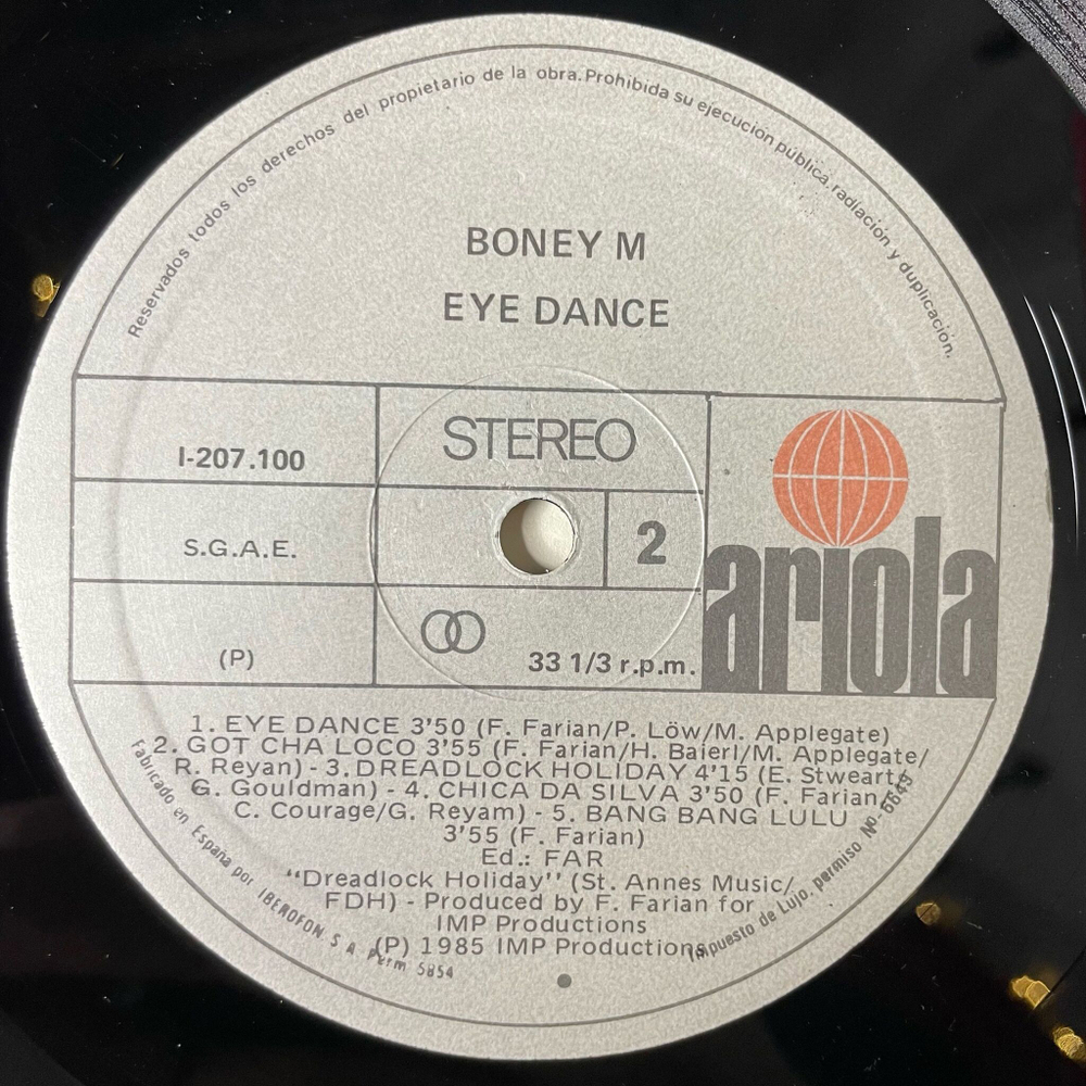 Винтажная виниловая пластинка LP Boney M. Eye Dance (Spain 1985) Young, Free And Single