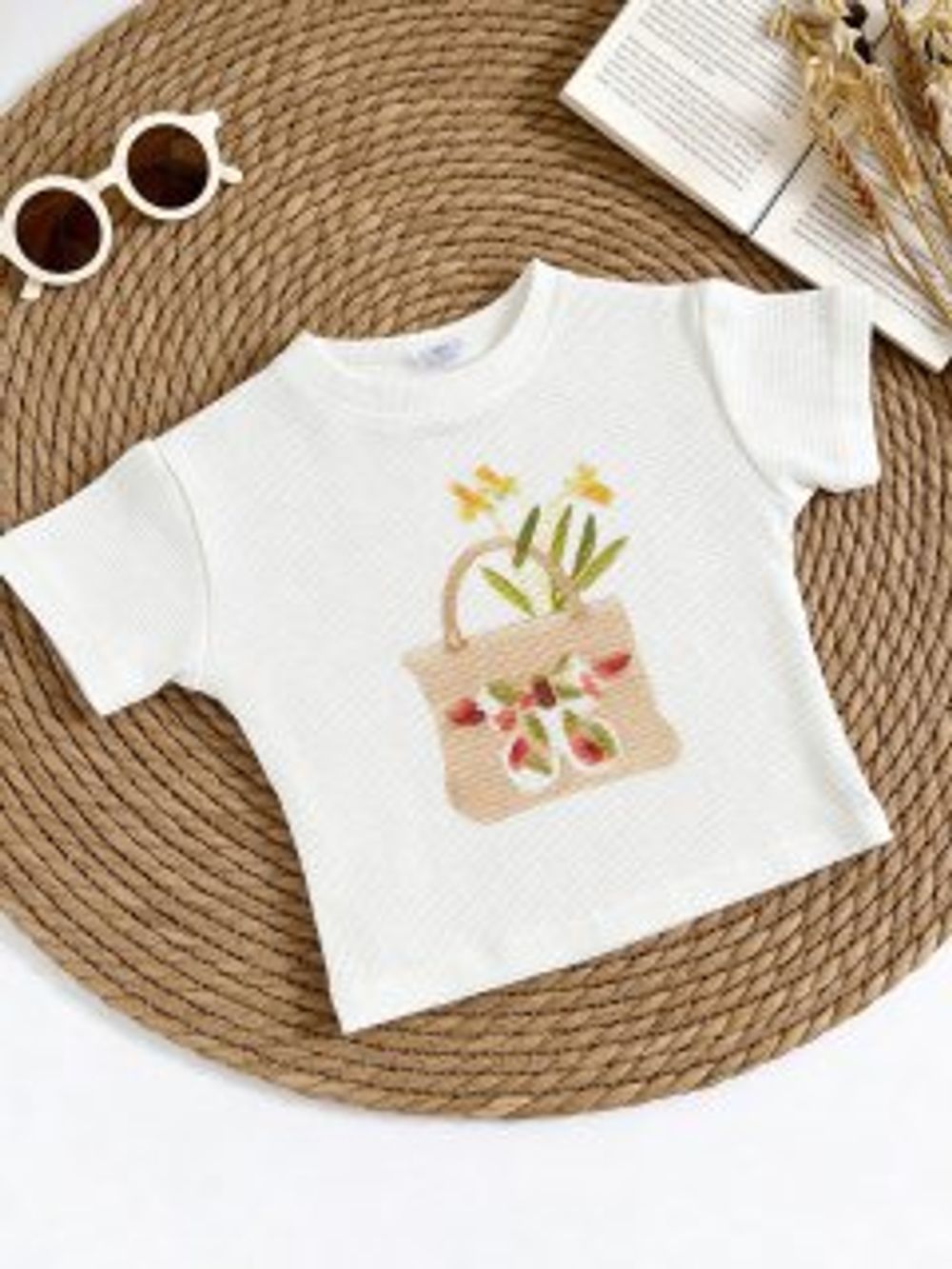 Футболка вафельная "Корзинка" на девочку