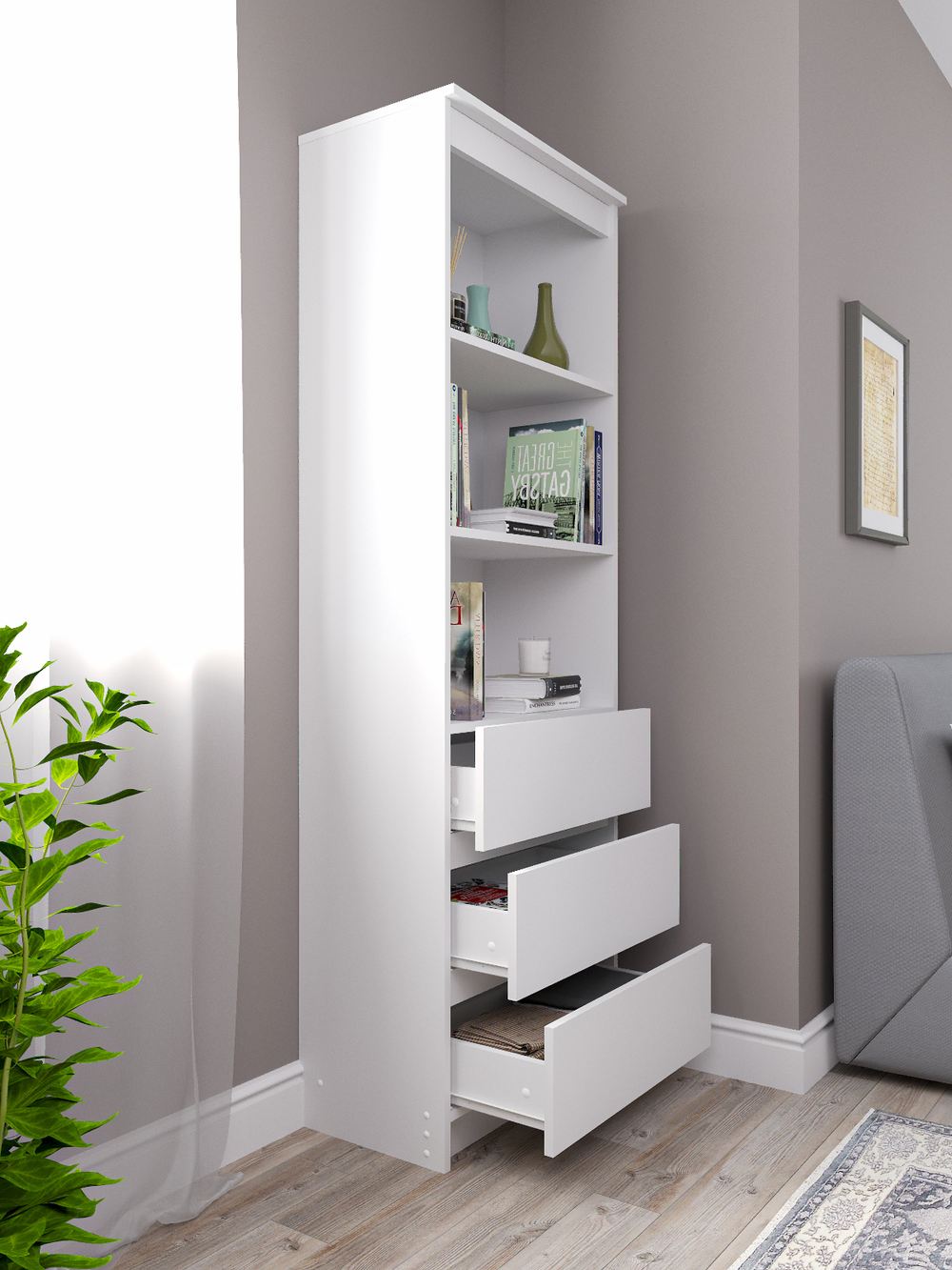 Стеллаж Мори МСТ 600.3 Белый (МП)